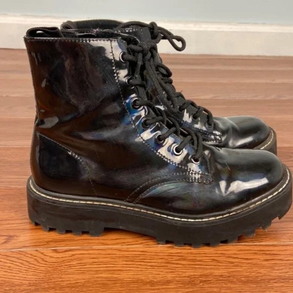 H&M Platform Combat Boots Lace Up Size 4.5 - Picture 6 of 10